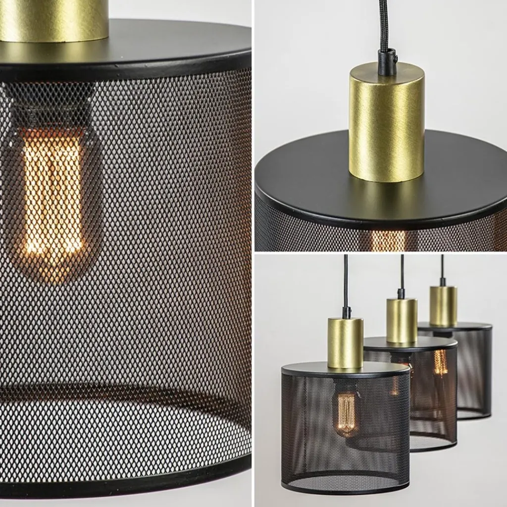 Stoere 3-lichts hanglamp mat zwart met goud>Straluma Shop