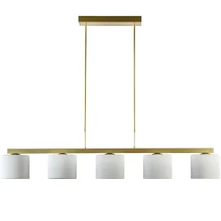 Strak klassieke hanglamp goud met mat wit glas>Straluma Outlet