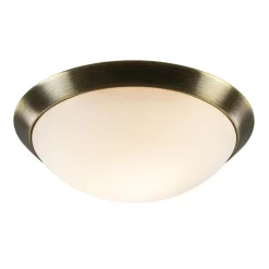 Strak klassieke plafonnière brons met mat wit glas>Straluma Flash Sale