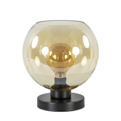 Strak klassieke tafellamp zwart met amber glas>Straluma Best Sale