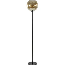 Strak klassieke vloerlamp zwart met amber glas 30 cm>Straluma Flash Sale