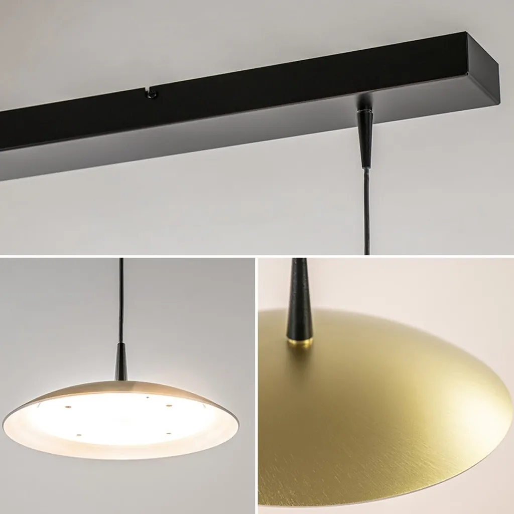 Strakke 3-lichts hanglamp LED mat zwart/mat goud>Straluma Hot