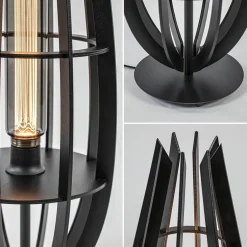 Tafellamp / vloerlamp mat zwart hout><noscript><img width=