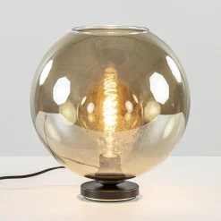 Tafellamp Bella zwart + smoke glas 30cm>Straluma New