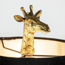 Tafellamp Giraffe groot antiek brons met velvet zwarte kap><noscript><img width=
