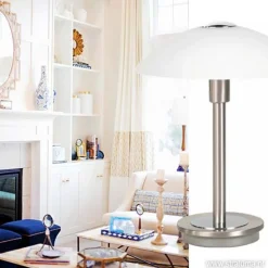 Tafellamp nikkel touchdimmer slaapkamer><noscript><img width=