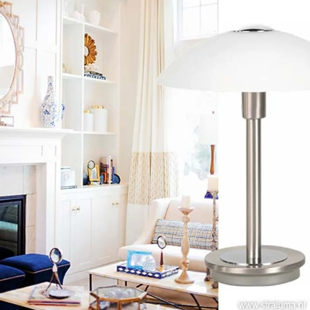 Tafellamp nikkel touchdimmer slaapkamer>Straluma Fashion