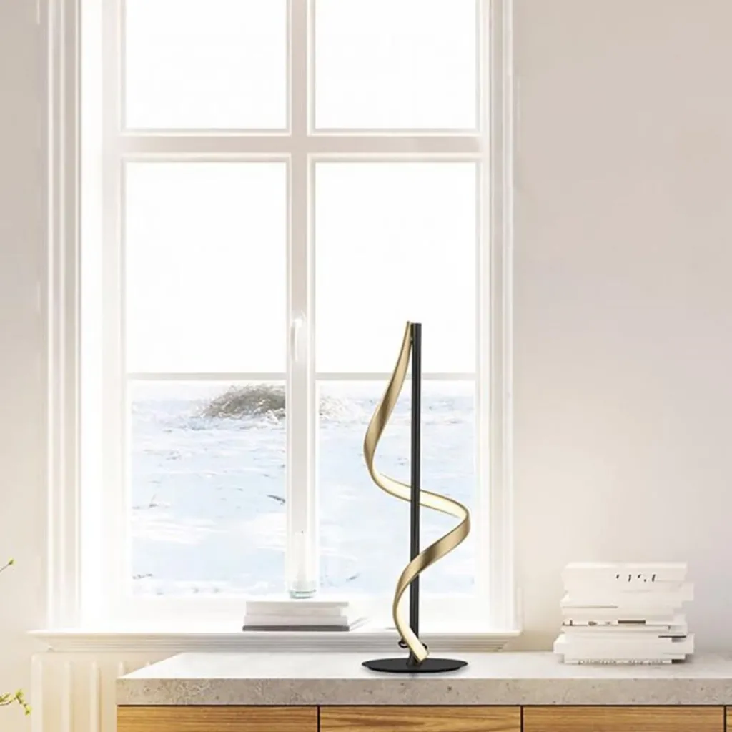 Tafellamp Q-Swing zwart/matgoud remote cct>Straluma Best