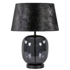 Tafellamp zwart glas met ronde kap 40 cm>Straluma Discount