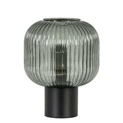 Tafellamp zwart met ronde smoke glazen kap>Straluma Best Sale