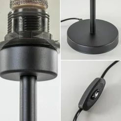 Tafellamp zwart met smoke glazen bol><noscript><img width=