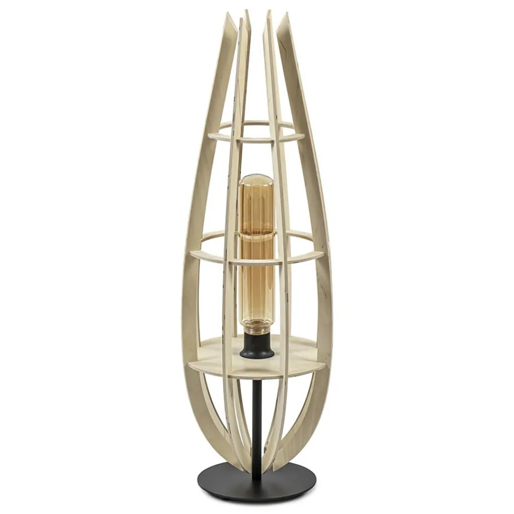 Tafellamp/vloerlamp naturel houten kap met zwart>Straluma Flash Sale