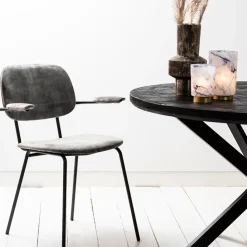 Trendy eetkamerstoel Emma velvet grijs><noscript><img width=