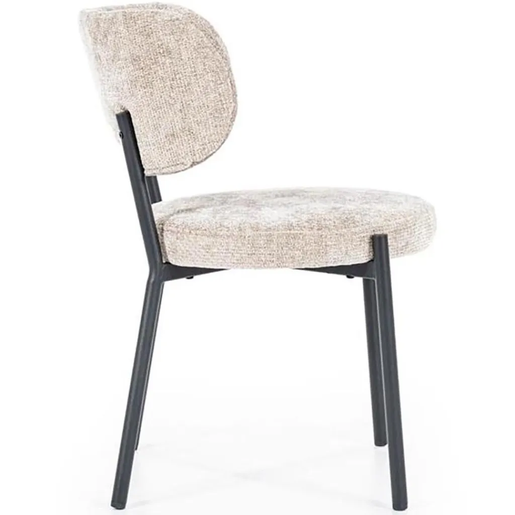 Trendy eetkamerstoel gemêleerd taupe met zwarte poot>Straluma Online