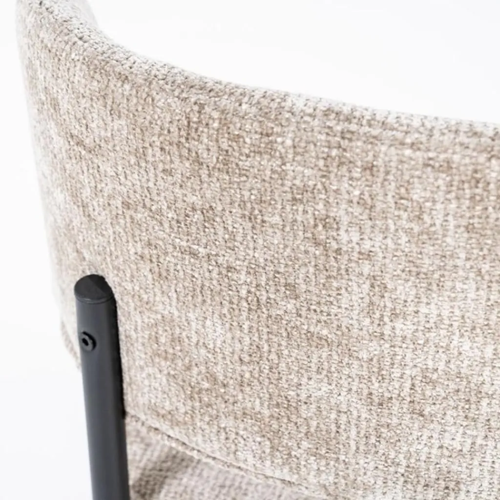 Trendy eetkamerstoel gemêleerd taupe met zwarte poot>Straluma Online