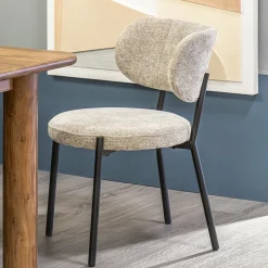 Trendy eetkamerstoel gemêleerd taupe met zwarte poot><noscript><img width=
