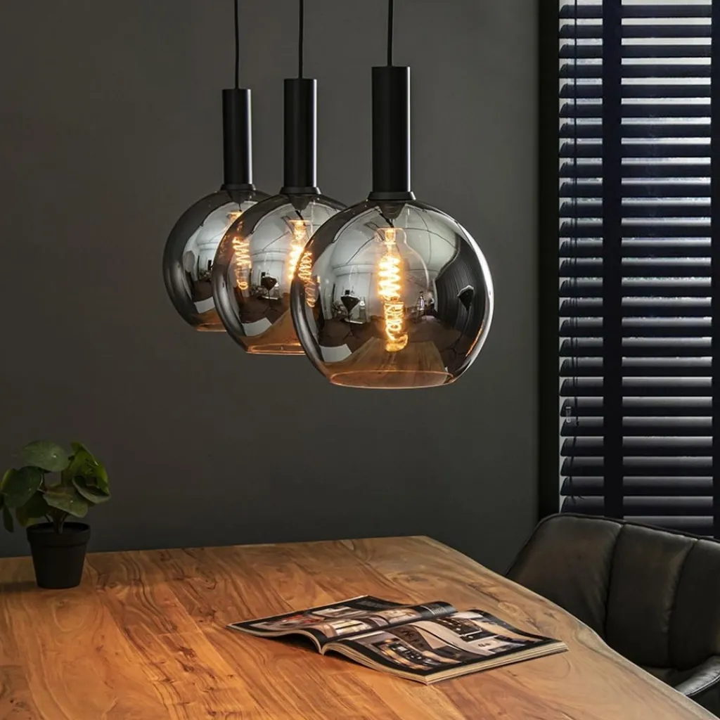 Trendy hanglamp met smoke/titanium glazen bollen>Straluma Clearance