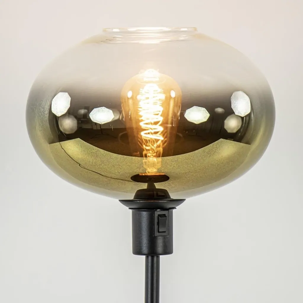 Trendy tafellamp zwart met glazen kap helder/goud>Straluma Cheap