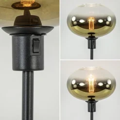 Trendy tafellamp zwart met glazen kap helder/goud><noscript><img width=