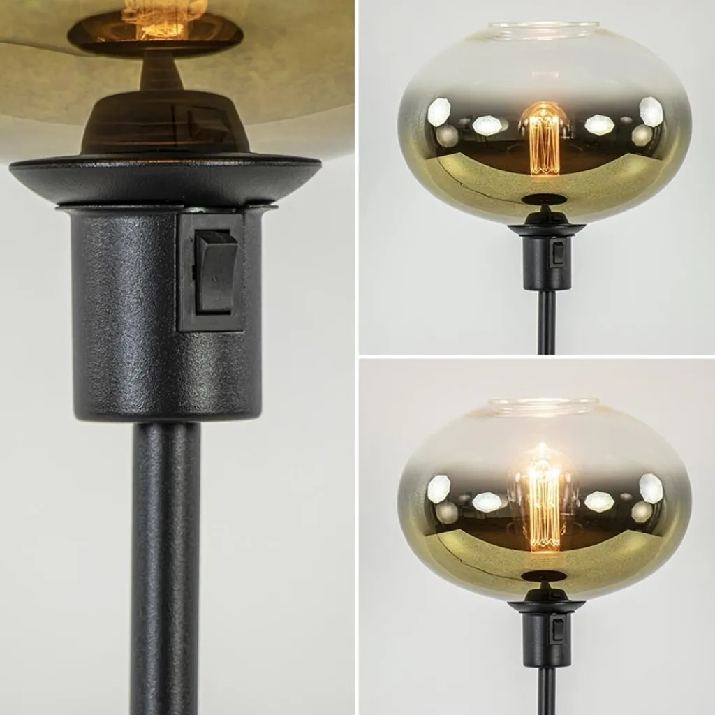Trendy tafellamp zwart met glazen kap helder/goud>Straluma Cheap