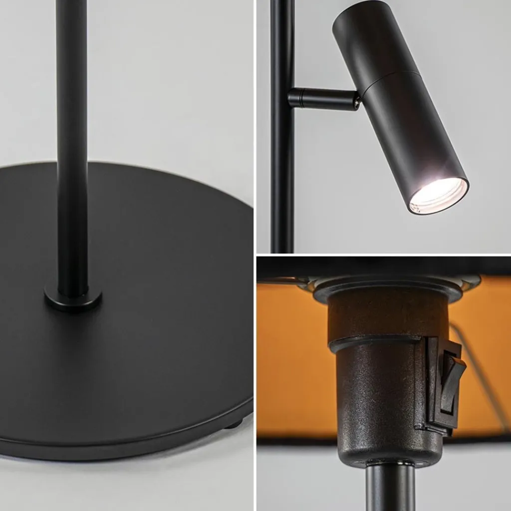 Trendy vloerlamp met kap zwart met goud>Straluma Fashion