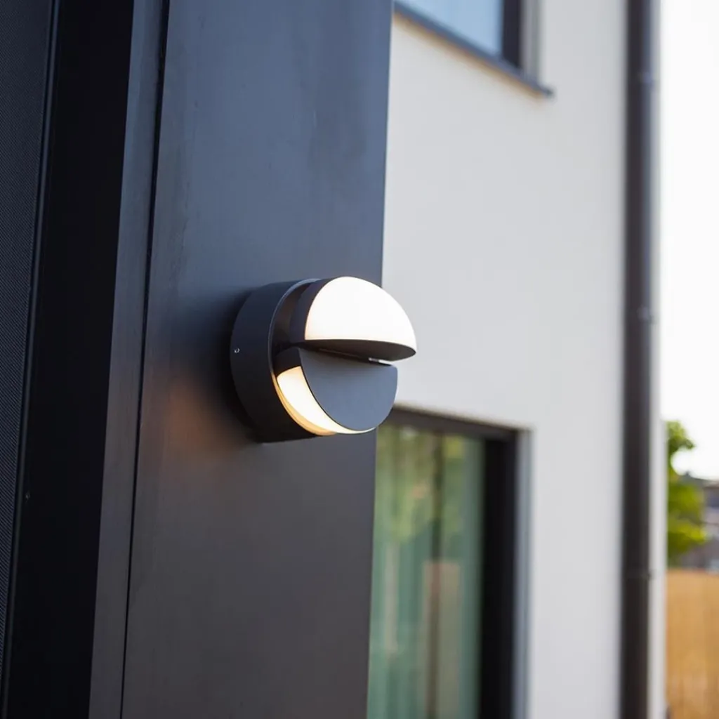 Verstelbare buitenlamp rond donker grijs inclusief LED>Straluma Store