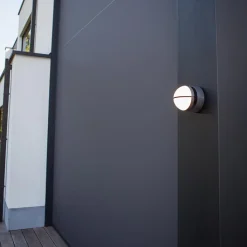 Verstelbare buitenlamp rond donker grijs inclusief LED><noscript><img width=
