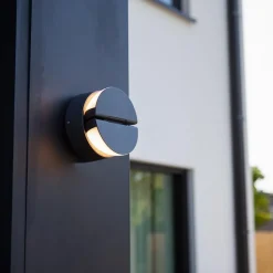 Verstelbare buitenlamp rond donker grijs inclusief LED><noscript><img width=