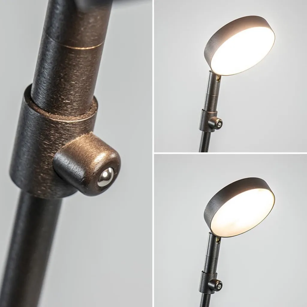 Verstelbare LED leeslamp zwart geborsteld staal dim-to-warm>Straluma New