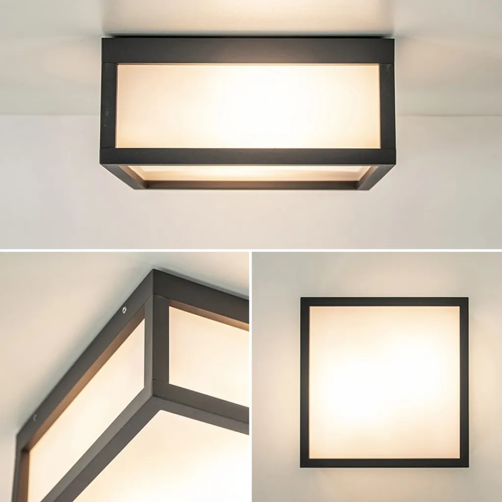 Vierkante buitenlamp dark grey plafond/wand>Straluma Fashion