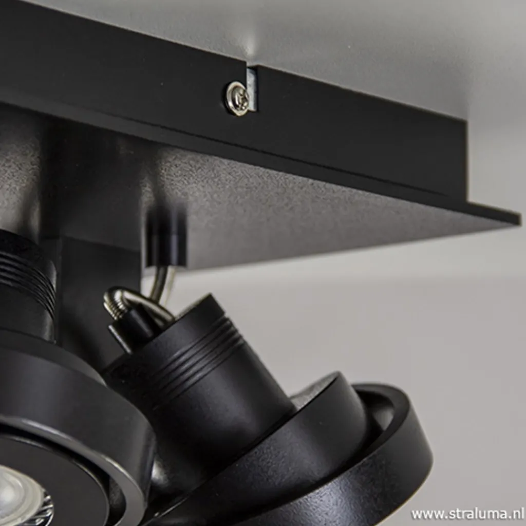 Vierkante LED plafondlamp 4-lichts zwart>Straluma Cheap