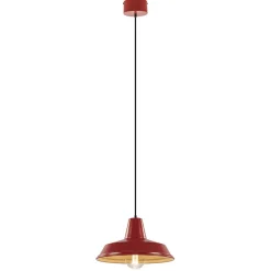Vintage hanglamp rood met wit en zwart snoer>Straluma Online