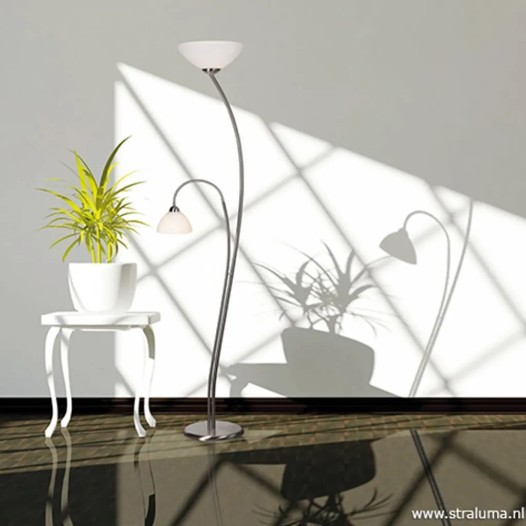 Vloerlamp Capri staal/glas met leeslamp>Straluma Hot