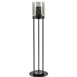 Vloerlamp cilinder mat zwart met smoke glazen kap>Straluma Outlet