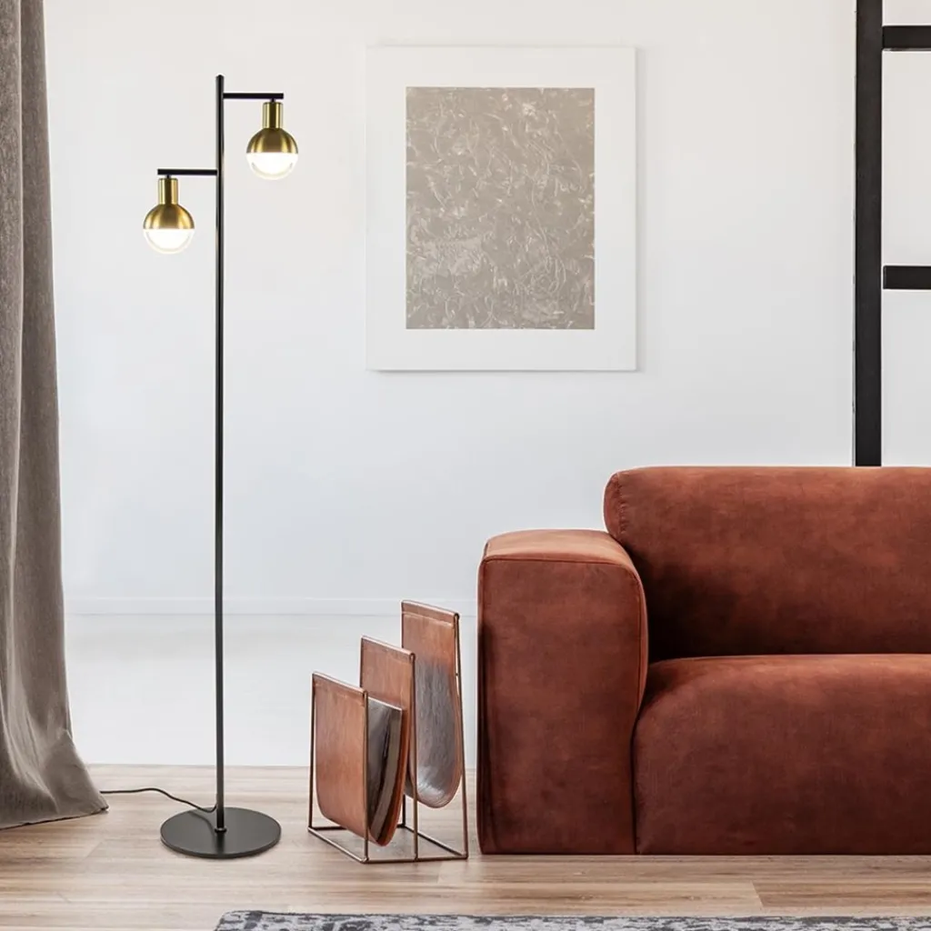 Vloerlamp Drop 2 zwart/matgoud>Straluma New