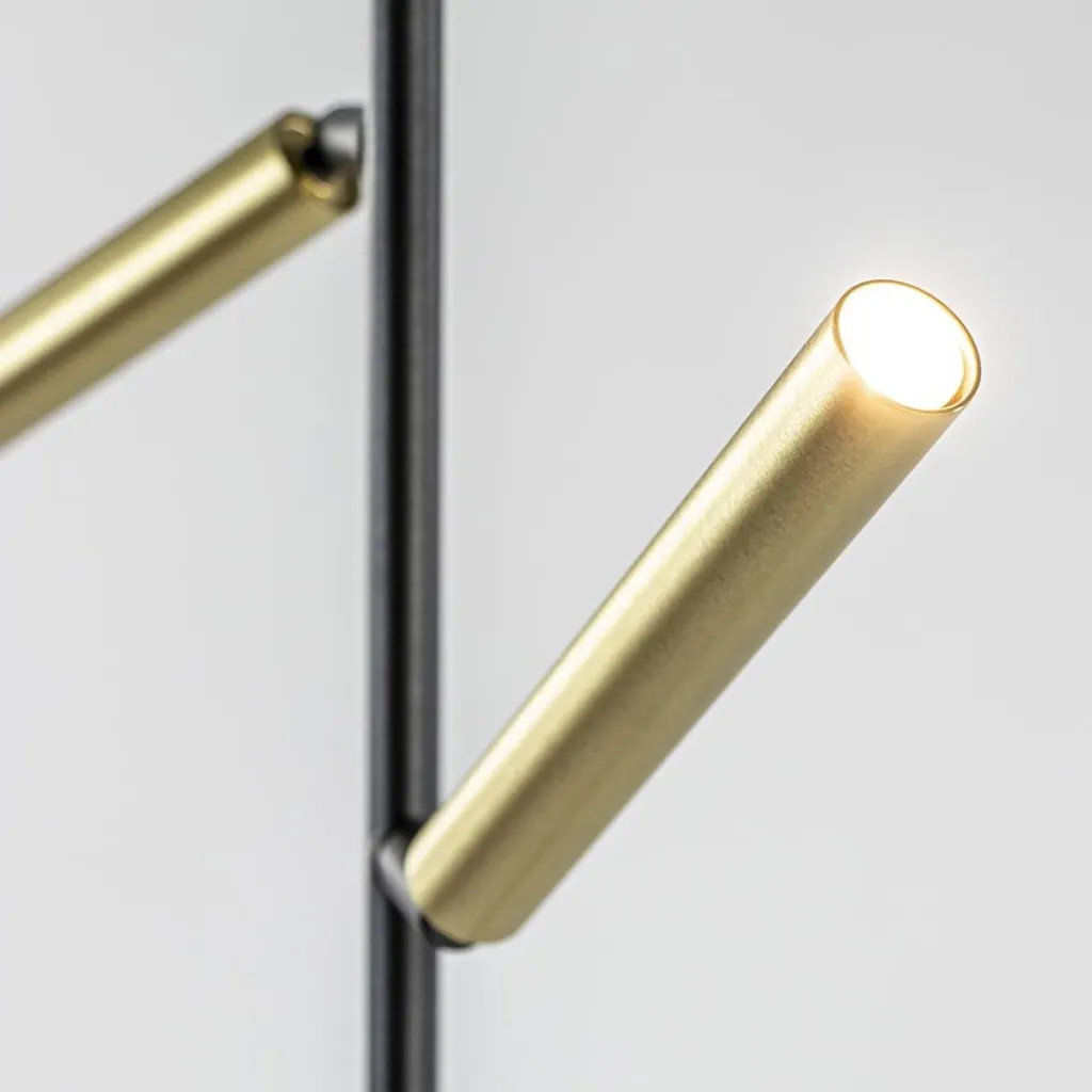 Vloerlamp Flute 2l zwart/matgoud pushdim>Straluma Fashion