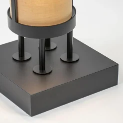 Vloerlamp 4L zwart + cilinder kappen bruin><noscript><img width=
