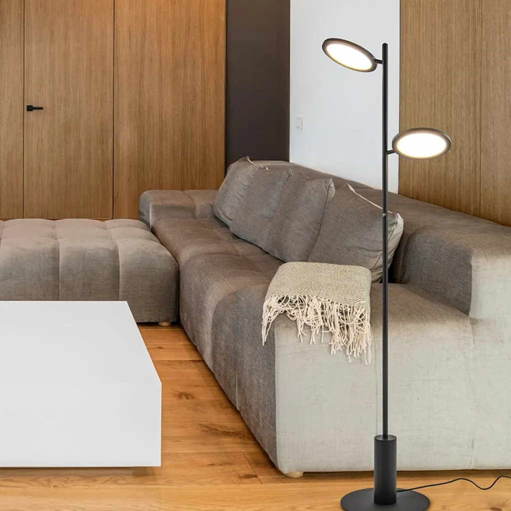 Vloerlamp 2-lichts zwart inclusief 3-standen dimbaar LED>Straluma Store
