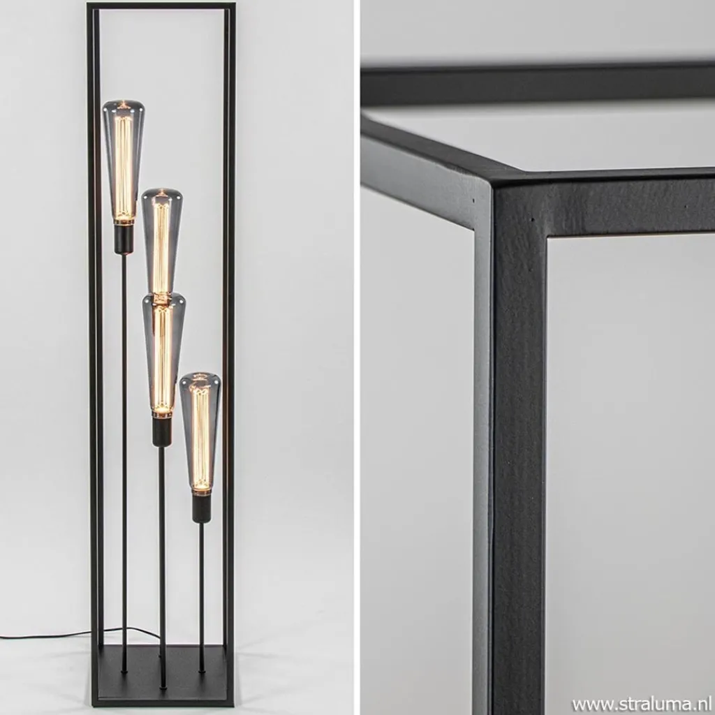 Vloerlamp open frame zwart 4-lichts>Straluma Fashion