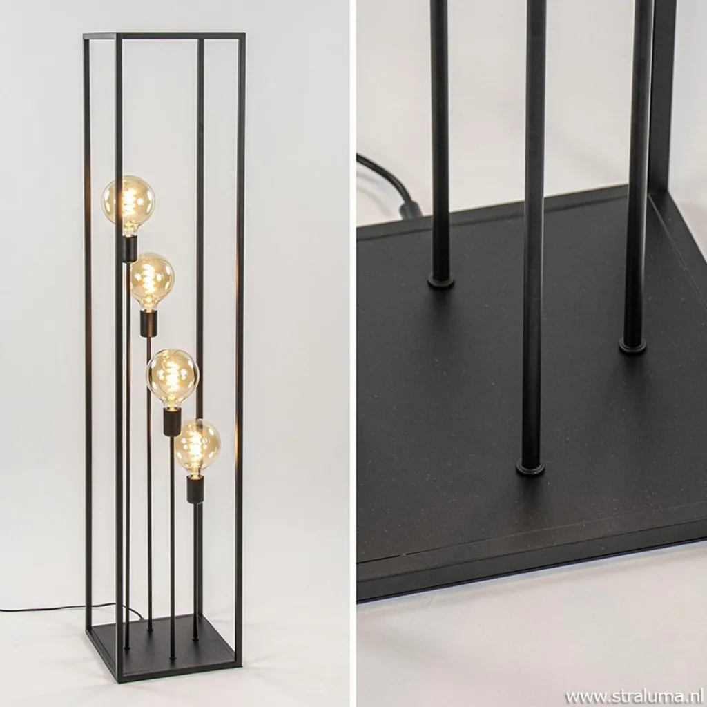 Vloerlamp open frame zwart 4-lichts>Straluma Fashion