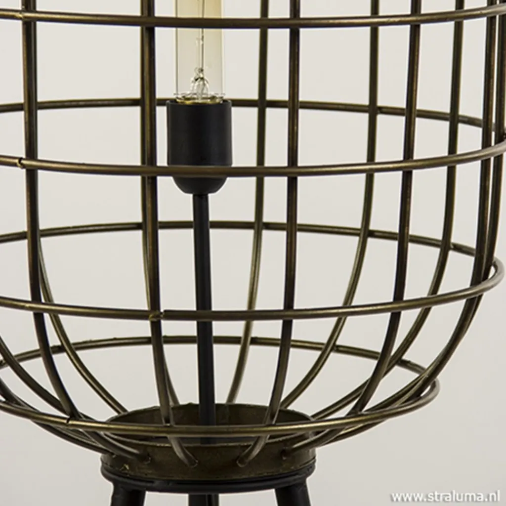 Vloerlamp oud-brons zwart kooi>Straluma Hot