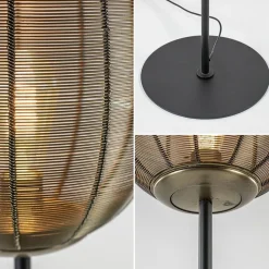 Vloerlamp Yaelle antiek brons met zwarte voet><noscript><img width=