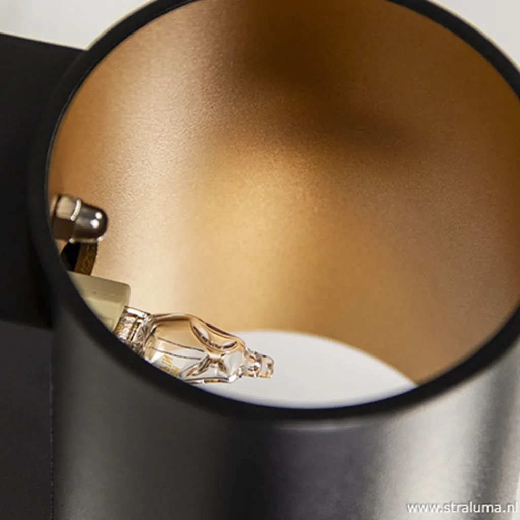 Wandlamp cilinder zwart/goud>Straluma Discount