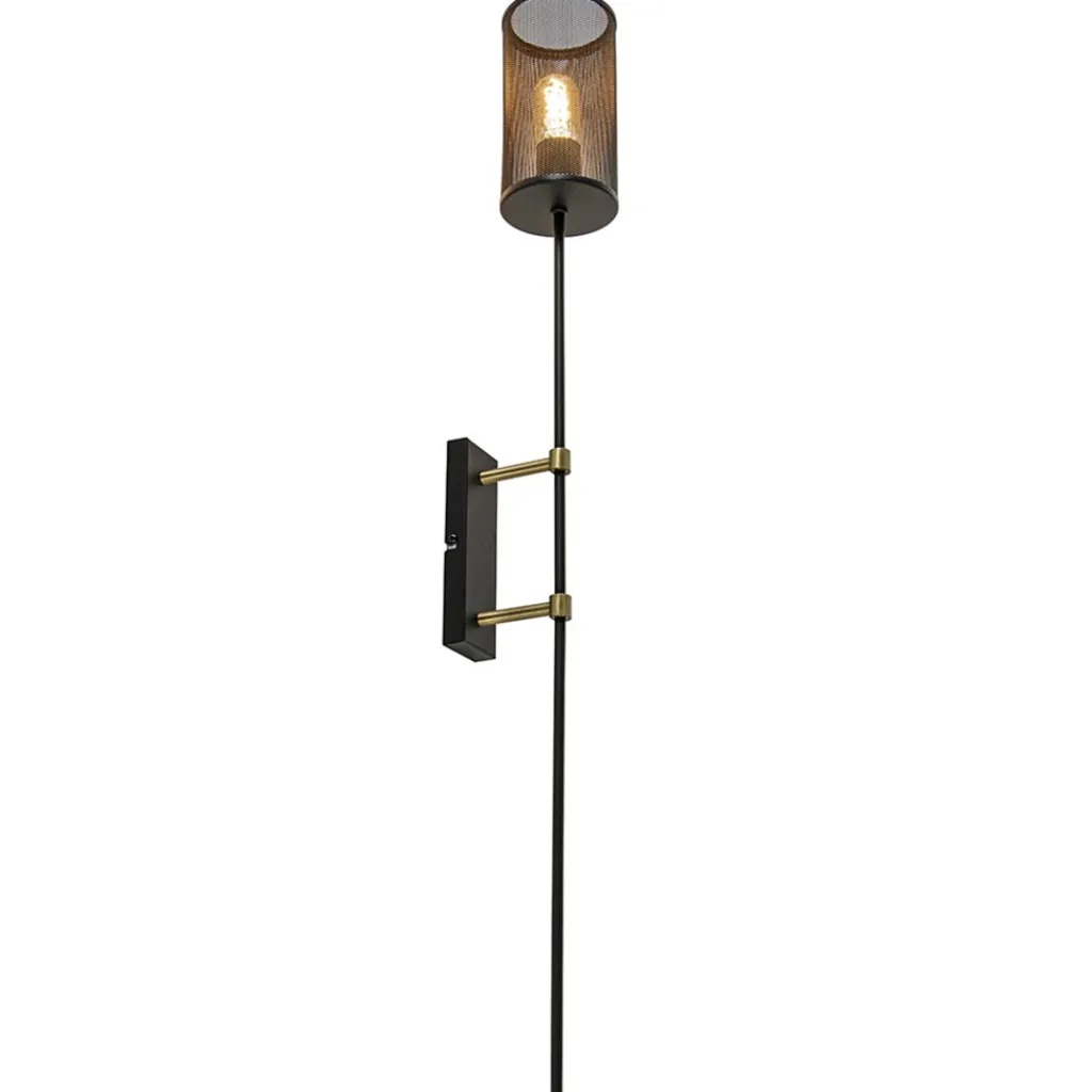 Wandlamp cilinder zwart/goud XL>Straluma Cheap