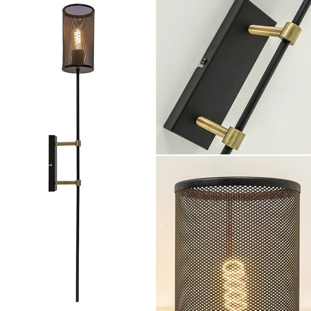 Wandlamp cilinder zwart/goud XL>Straluma Cheap