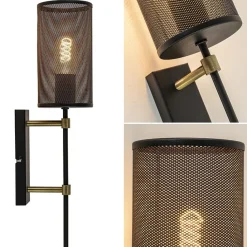 Wandlamp cilinder zwart/goud S><noscript><img width=