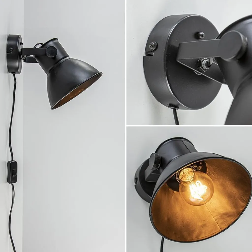Wandlamp Eliano zwart industrieel>Straluma Cheap