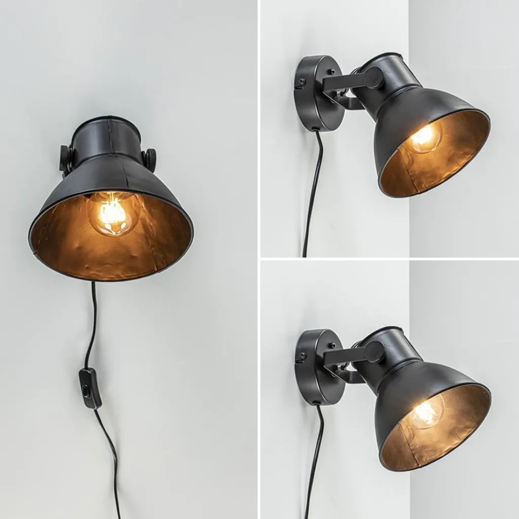 Wandlamp Eliano zwart industrieel>Straluma Cheap