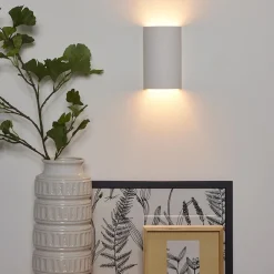 Wandlamp gips halve koker G9><noscript><img width=
