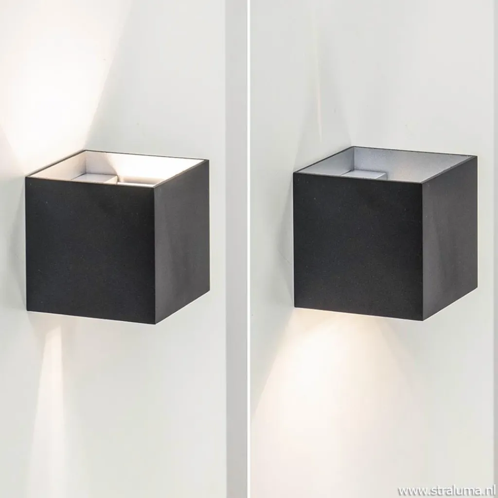 Wandlamp kubus verst. zwart/grijs ex.g9>Straluma Hot